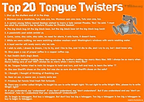 Well, first of all, know that tongue twisters can be useful for learning pronunciation in any language, not just English. Tongue twisters force you to slow down, to pay more attention to how your lips, tongue, and jaw are moving, and to take notice of how similar sounds or words differ in subtle ways. They’re also great for learning new ...